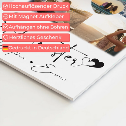 Personalisierbares Fotoboard Poster Magnetisch mit 4 Fotos und Herz Foto für individuelle Geschenke 4