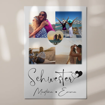 Personalisierbares Fotoboard Poster Magnetisch mit 4 Fotos und Herz Foto für individuelle Geschenke