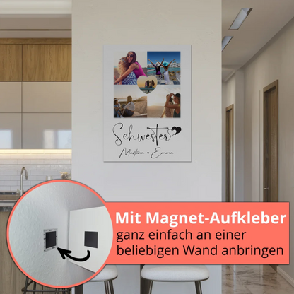 Personalisierbares Fotoboard Poster Magnetisch mit 4 Fotos und Herz Foto für individuelle Geschenke