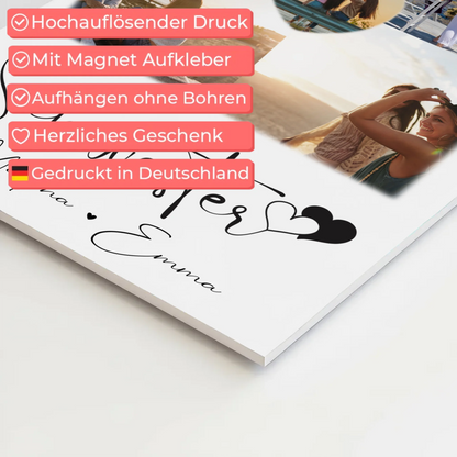 Personalisierbares Fotoboard Poster Magnetisch mit 4 Fotos und Herz Foto für individuelle Geschenke