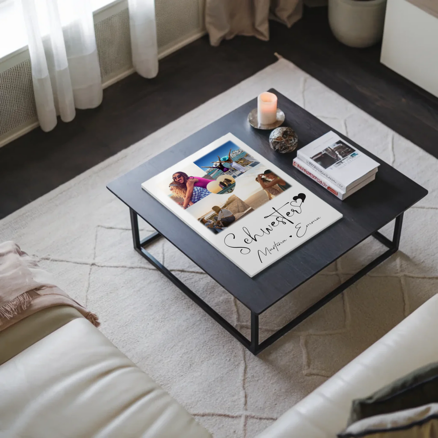 Personalisierbares Fotoboard Poster Magnetisch mit 4 Fotos und Herz Foto für individuelle Geschenke