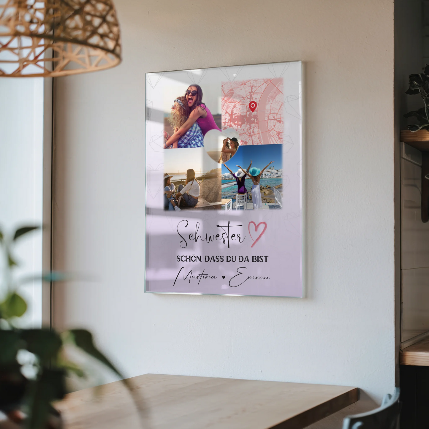 Personalisierte Geschenke mit Foto Mit Acrylglas 3 Fotos und 1 Herz Foto Karte für besondere Momente