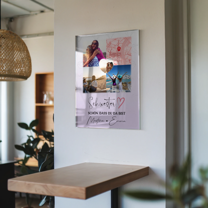 Personalisierte Geschenke mit Foto Mit Acrylglas 3 Fotos und 1 Herz Foto Karte für besondere Momente