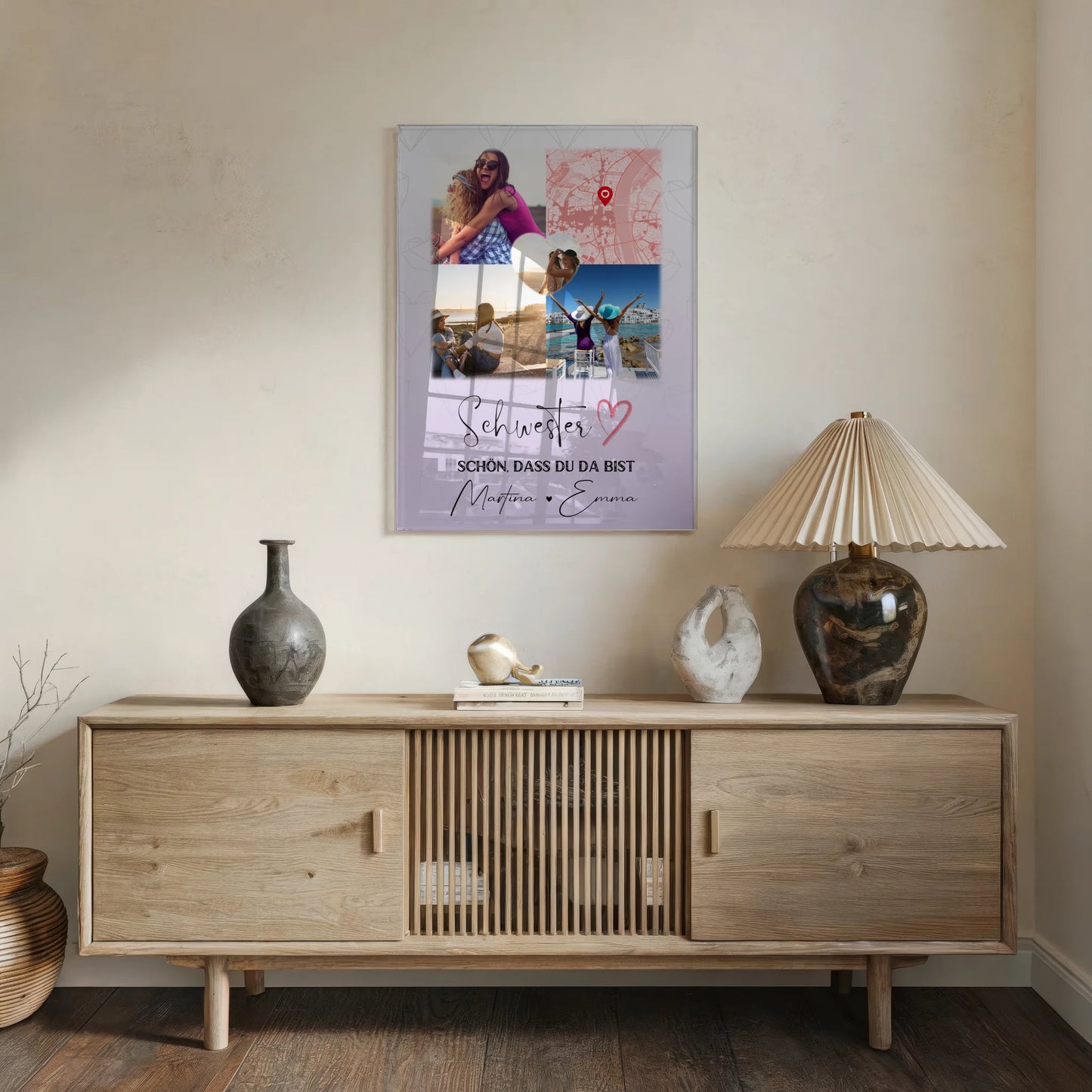 Personalisierte Geschenke mit Foto Mit Acrylglas 3 Fotos und 1 Herz Foto Karte für besondere Momente