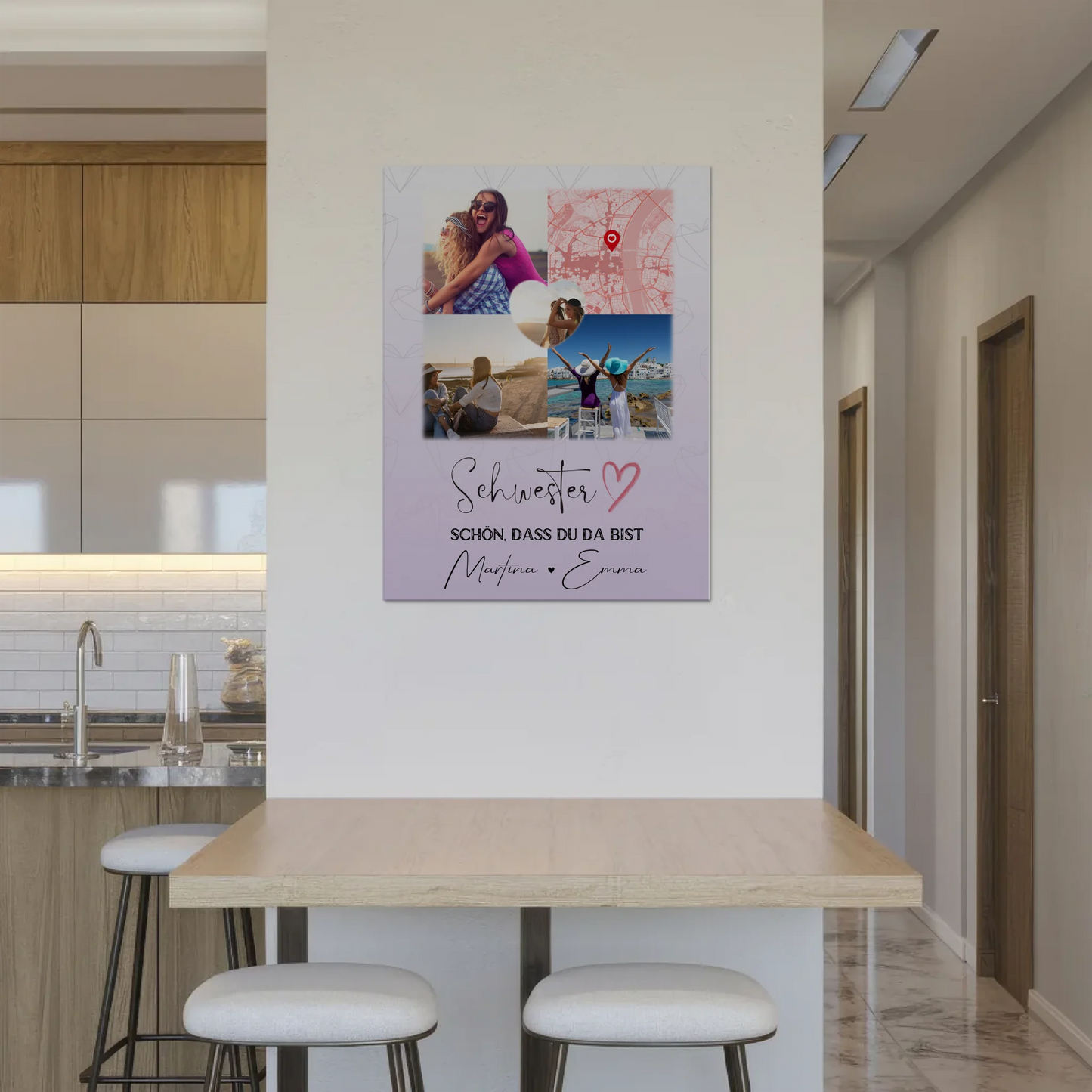 Personalisiertes Fotoboard Poster Magnetisch mit 3 Fotos Herz Foto Karte für individuelle Geschenke 8