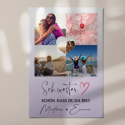 Personalisiertes Fotoboard Poster Magnetisch mit 3 Fotos Herz Foto Karte für individuelle Geschenke