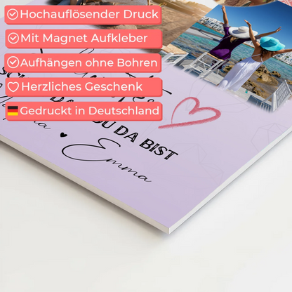 Personalisiertes Fotoboard Poster Magnetisch mit 3 Fotos Herz Foto Karte für individuelle Geschenke