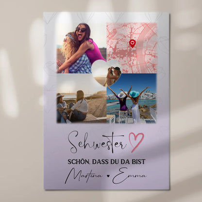 Personalisiertes Fotoboard Poster Magnetisch mit 3 Fotos Herz Foto Karte für individuelle Geschenke