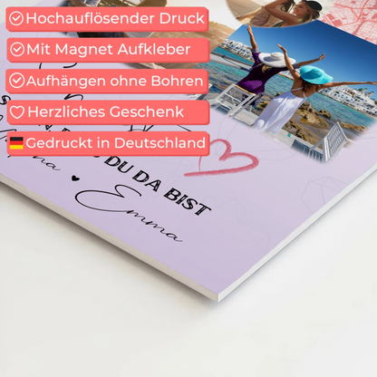 Personalisiertes Fotoboard Poster Magnetisch mit 3 Fotos Herz Foto Karte für individuelle Geschenke