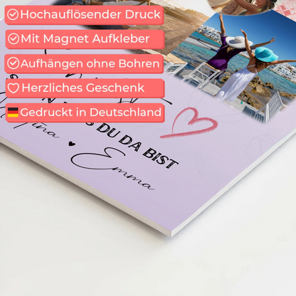 Personalisiertes Fotoboard Poster Magnetisch mit 3 Fotos Herz Foto Karte für individuelle Geschenke
