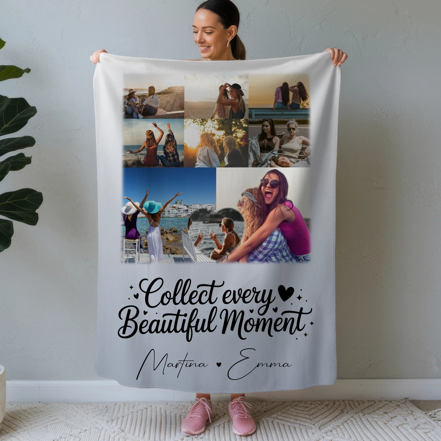 Personalisierte Kuscheldecke mit Namen 8 Fotos und 1 Herz Foto individuell gestaltet 1