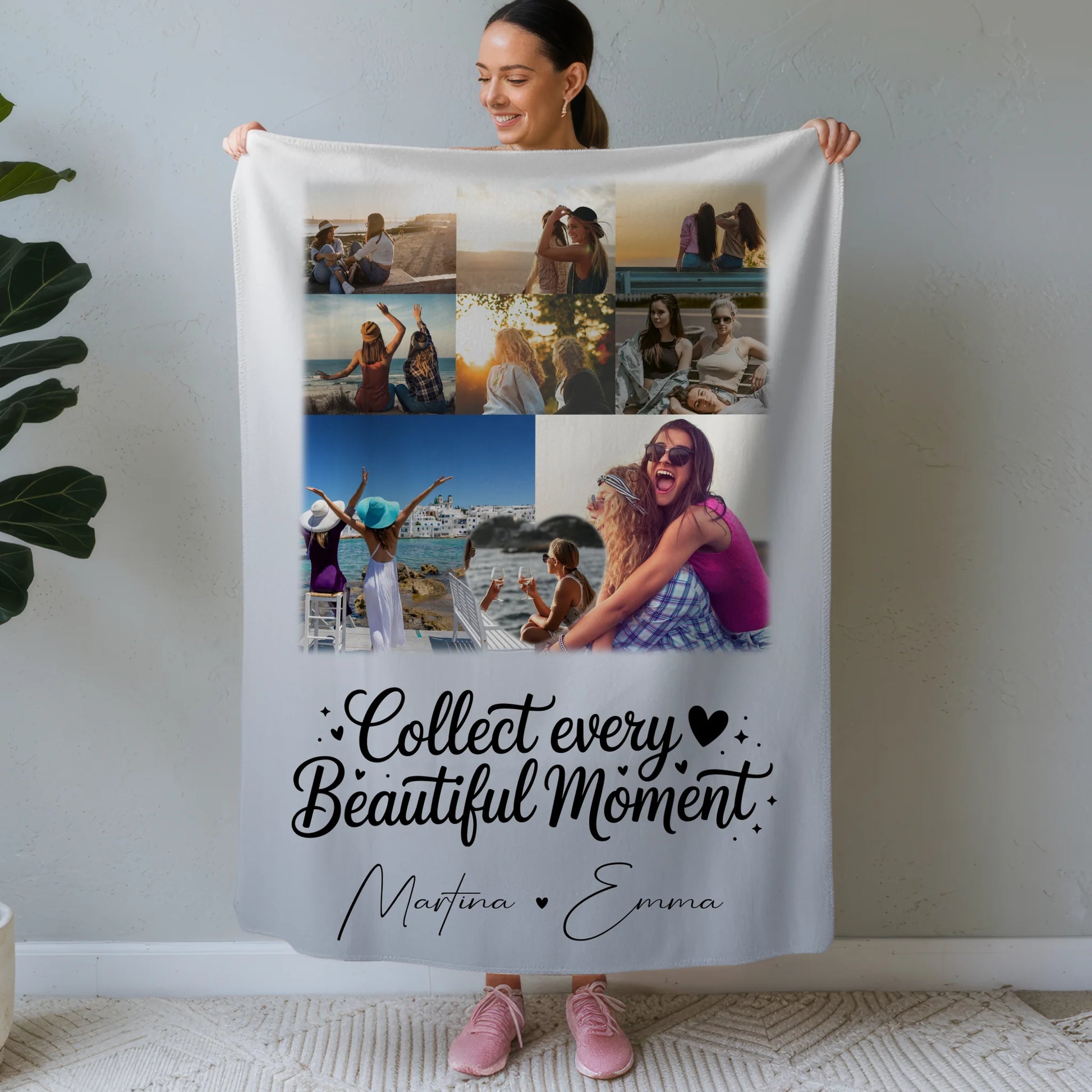 Personalisierte Kuscheldecke mit Namen 8 Fotos und 1 Herz Foto individuell gestaltet 1