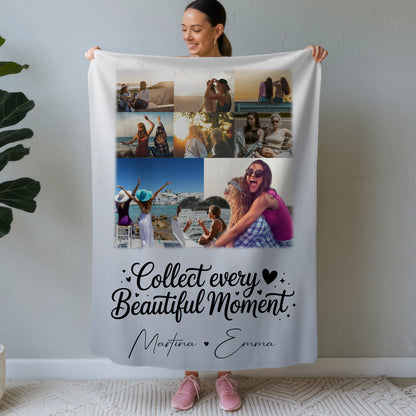 Personalisierte Kuscheldecke mit Namen 8 Fotos und 1 Herz Foto individuell gestaltet 1