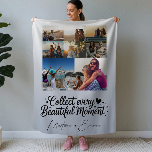 Personalisierte Kuscheldecke mit Namen 8 Fotos und 1 Herz Foto individuell gestaltet 1