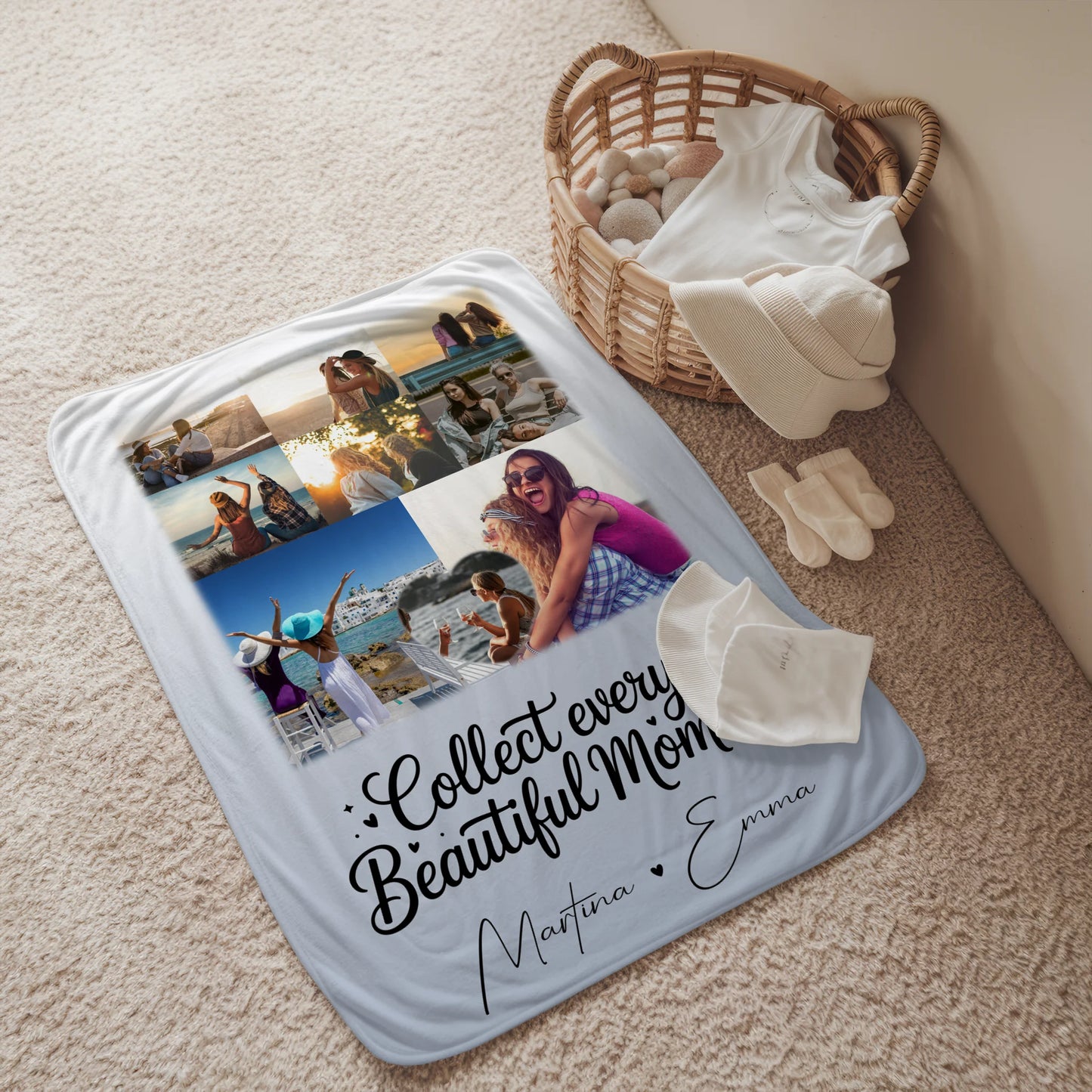 Personalisierte Kuscheldecke mit Namen 8 Fotos und 1 Herz Foto individuell gestaltet 2