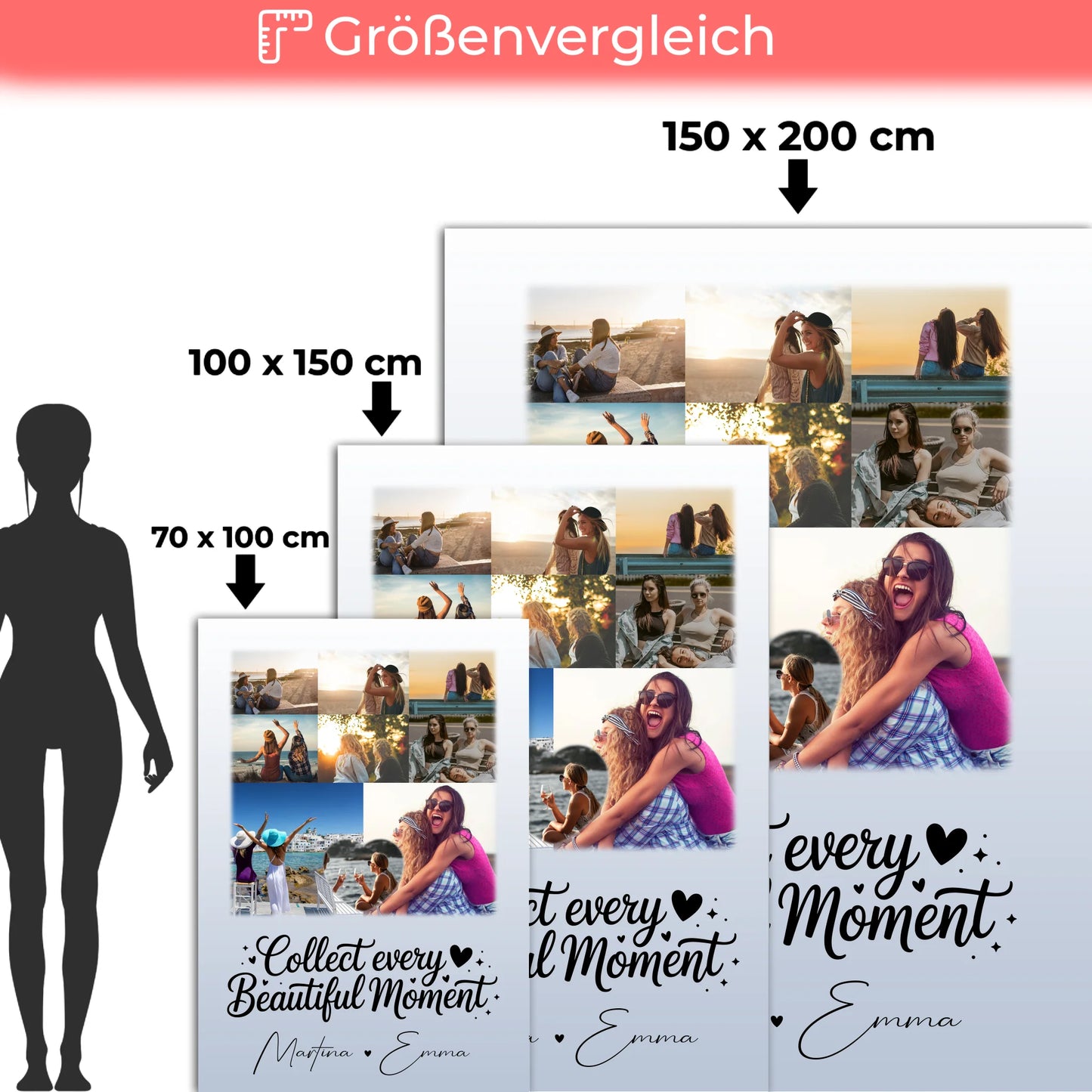 Personalisierte Kuscheldecke mit Namen 8 Fotos und 1 Herz Foto individuell gestaltet 5