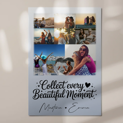 Personalisierbares Fotoboard Magnet Poster mit 8 Fotos und 1 Herz Foto für individuelle Geschenke