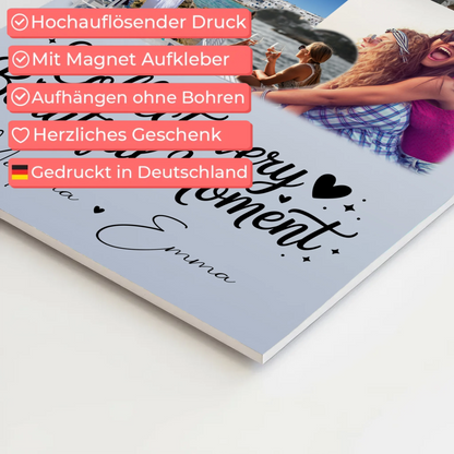 Personalisierbares Fotoboard Magnet Poster mit 8 Fotos und 1 Herz Foto für individuelle Geschenke