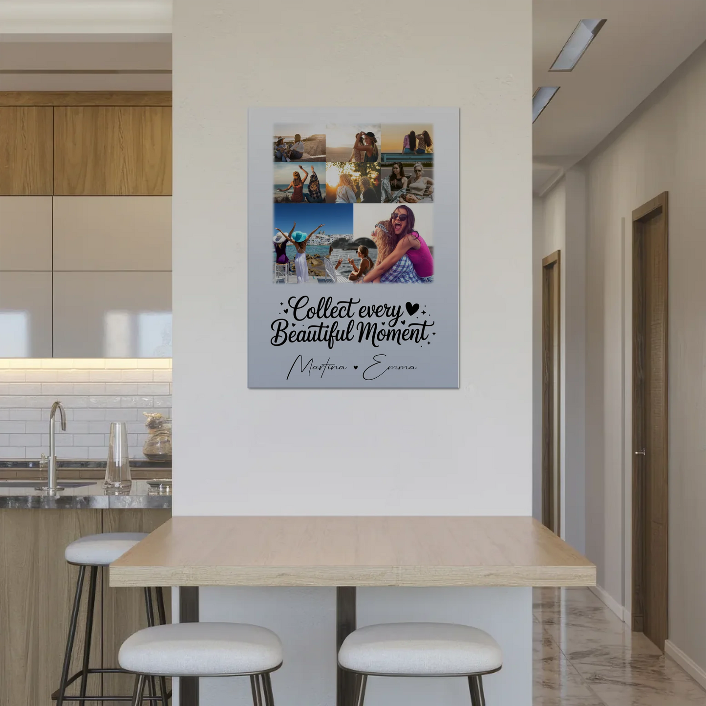 Personalisierbares Fotoboard Magnet Poster mit 8 Fotos und 1 Herz Foto für individuelle Geschenke