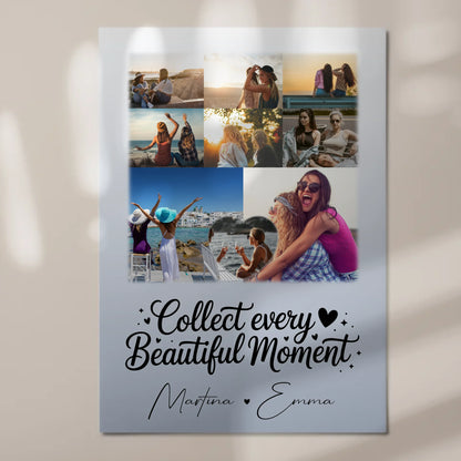 Personalisierbares Fotoboard Magnet Poster mit 8 Fotos und 1 Herz Foto für individuelle Geschenke