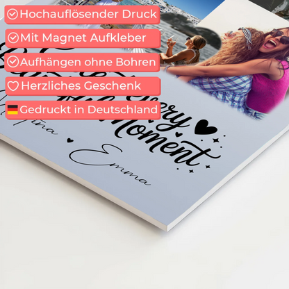 Personalisierbares Fotoboard Magnet Poster mit 8 Fotos und 1 Herz Foto für individuelle Geschenke