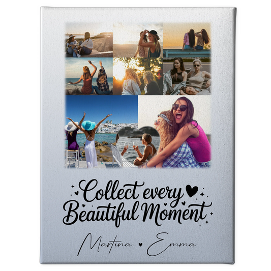 Personalisierte Leinwand Schwester mit 8 Fotos und 1 Herz Foto Geschenk für Geschwister