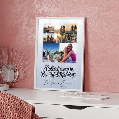 Geschwister Poster Personalisiert mit 8 Fotos & 1 Herz Foto als einzigartiges Geschenk