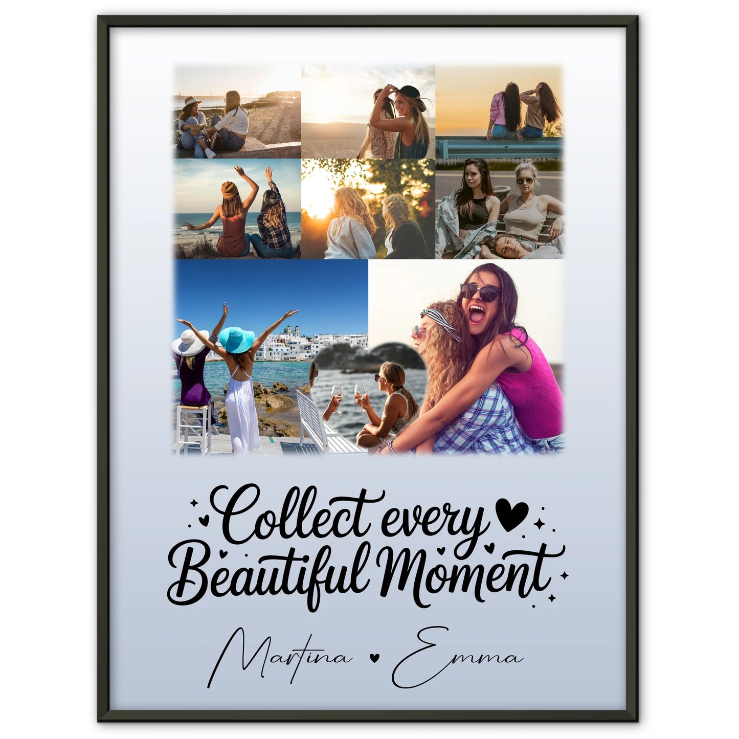 Geschwister Poster Personalisiert mit 8 Fotos & 1 Herz Foto als einzigartiges Geschenk