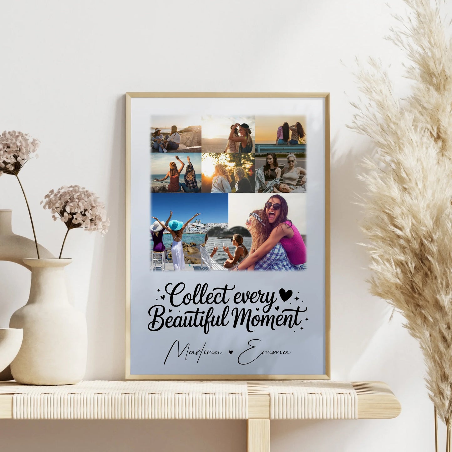 Geschwister Poster Personalisiert mit 8 Fotos & 1 Herz Foto als einzigartiges Geschenk