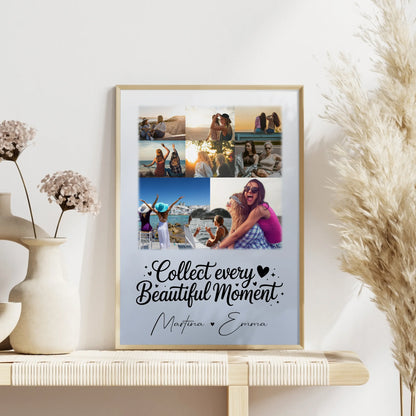 Geschwister Poster Personalisiert mit 8 Fotos & 1 Herz Foto als einzigartiges Geschenk