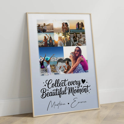 Geschwister Poster Personalisiert mit 8 Fotos & 1 Herz Foto als einzigartiges Geschenk