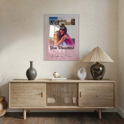Personalisierte Foto Mit Acrylglas mit 4 Fotos 1 Kleines Herz Foto und Wunschtext für einzigartige Geschenke