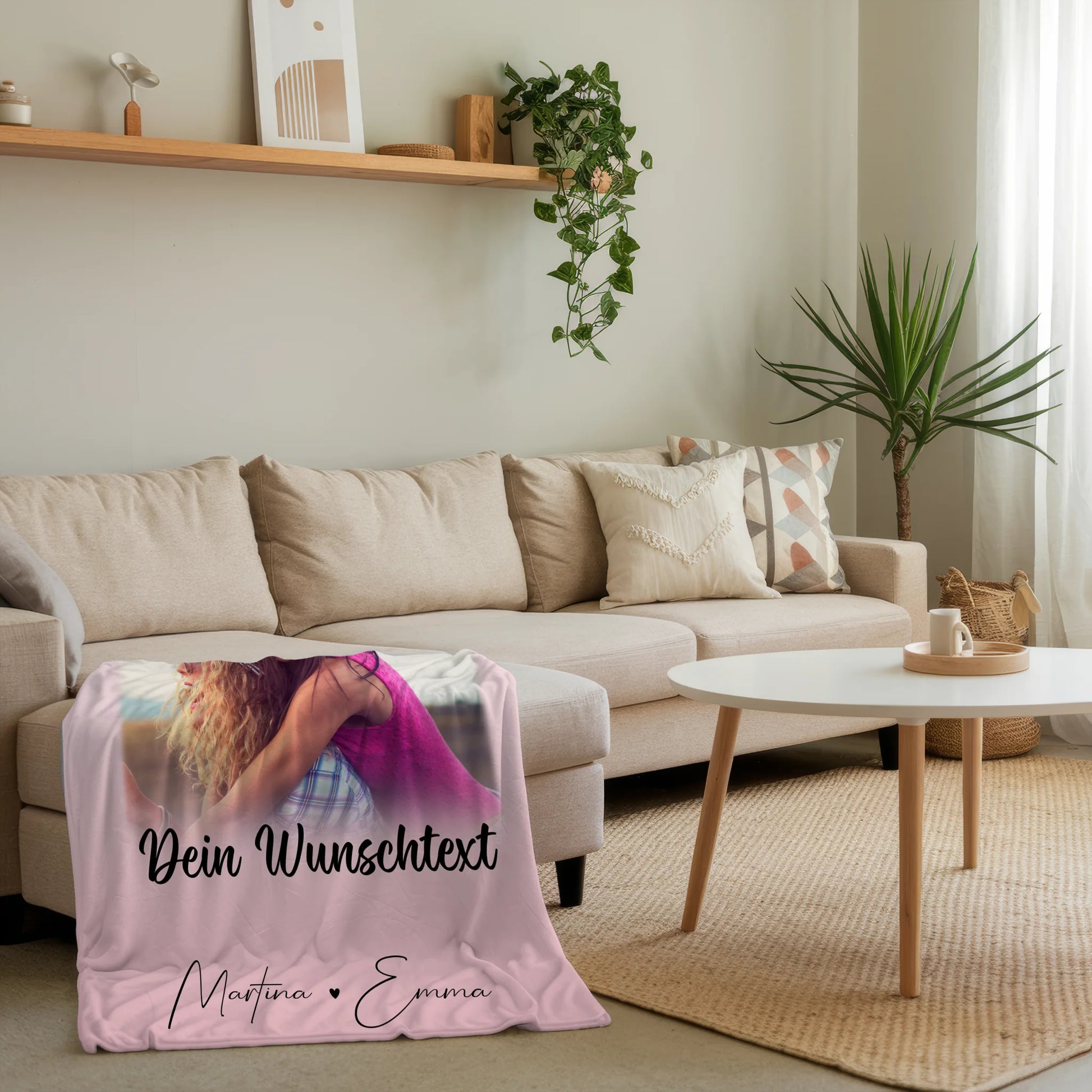 Personalisierte Decke für Schwester mit 4 Fotos 1 Kleines Herz Foto und Wunschtext 4