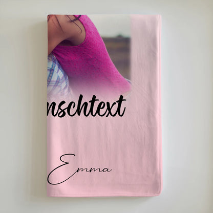 Personalisierte Decke für Schwester mit 4 Fotos 1 Kleines Herz Foto und Wunschtext 6