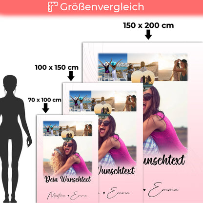 Personalisierte Decke für Schwester mit 4 Fotos 1 Kleines Herz Foto und Wunschtext 5