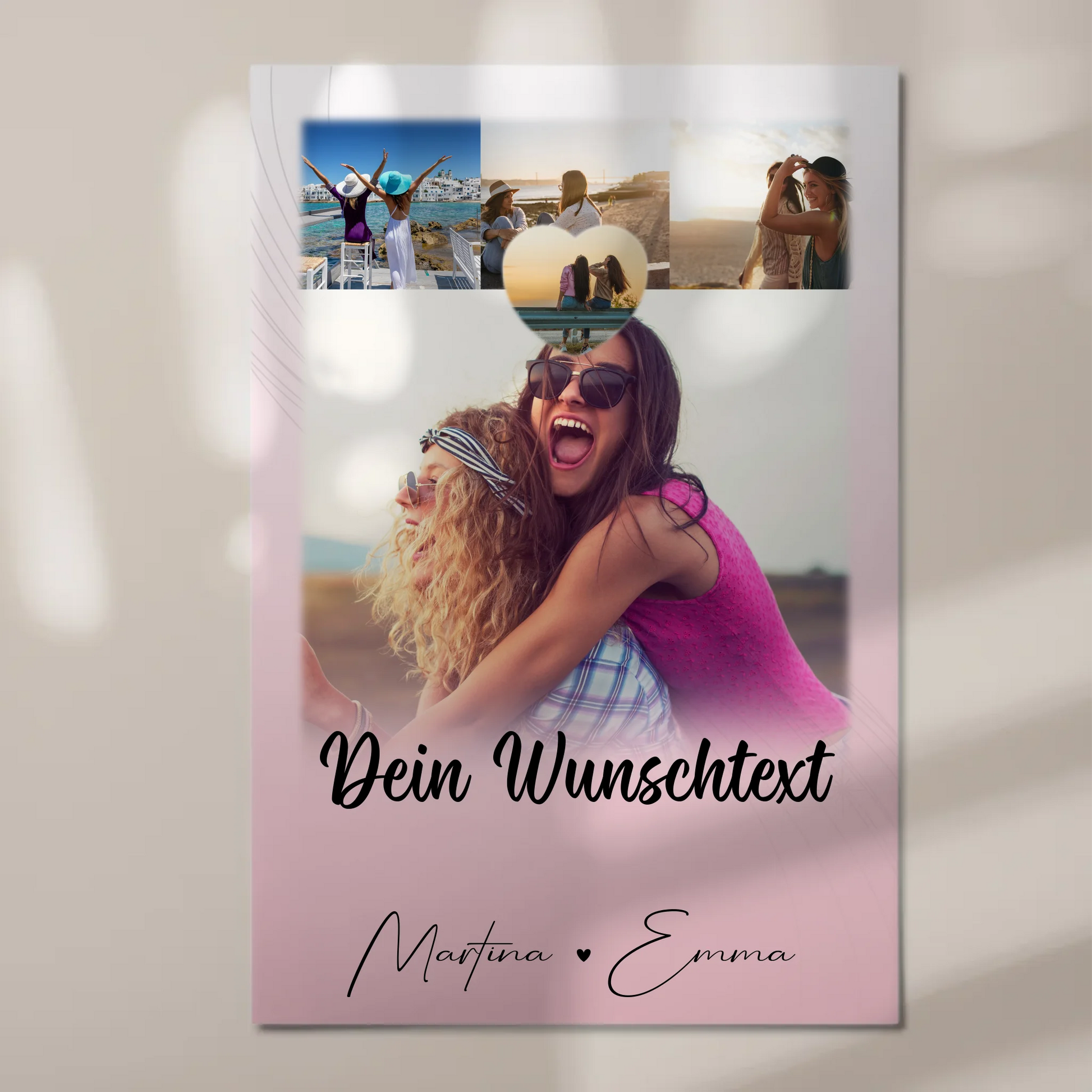 Personalisierbares Fotoboard Poster Magnetisch mit 4 Fotos 1 Herz Wunschtext Geschenk 1
