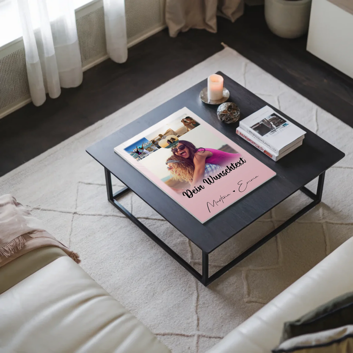 Personalisierbares Fotoboard Poster Magnetisch mit 4 Fotos 1 Herz Wunschtext Geschenk