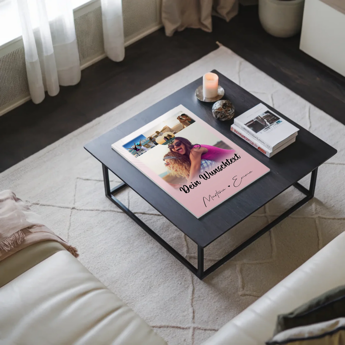 Personalisierbares Fotoboard Poster Magnetisch mit 4 Fotos 1 Herz Wunschtext Geschenk