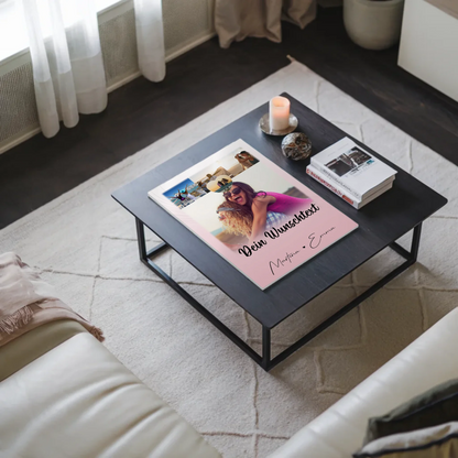 Personalisierbares Fotoboard Poster Magnetisch mit 4 Fotos 1 Herz Wunschtext Geschenk