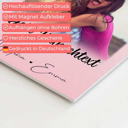 Personalisierbares Fotoboard Poster Magnetisch mit 4 Fotos 1 Herz Wunschtext Geschenk