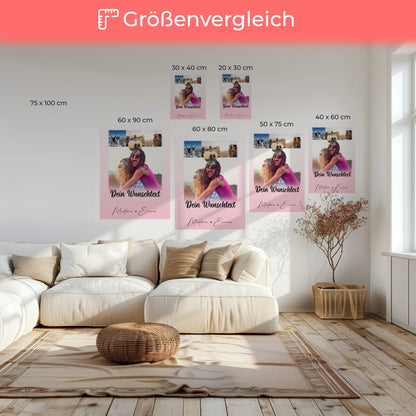 Personalisierte Leinwand Schwester mit 4 Fotos 1 Kleines Herz Foto und Wunschtext