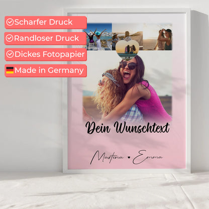 Geschwister Poster Personalisiert mit 4 Fotos 1 kleines Herz Foto und Wunschtext