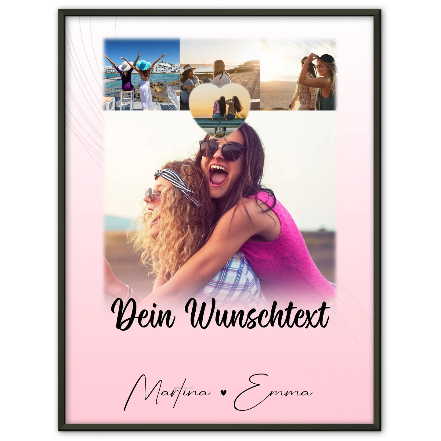 Geschwister Poster Personalisiert mit 4 Fotos 1 kleines Herz Foto und Wunschtext