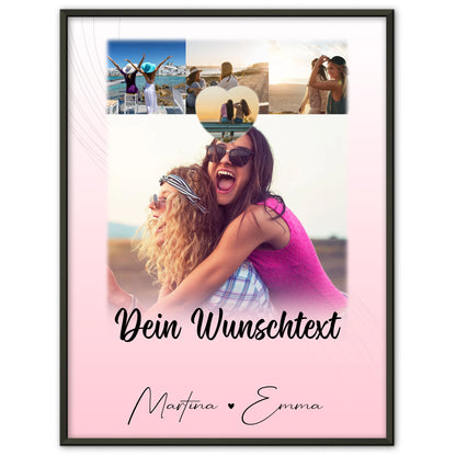 Geschwister Poster Personalisiert mit 4 Fotos 1 kleines Herz Foto und Wunschtext