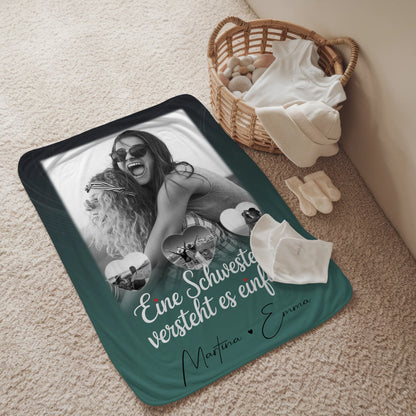 Decke Mit Namen 1 Foto und 3 Kleine Herz Fotos personalisiertes Geschenk 2