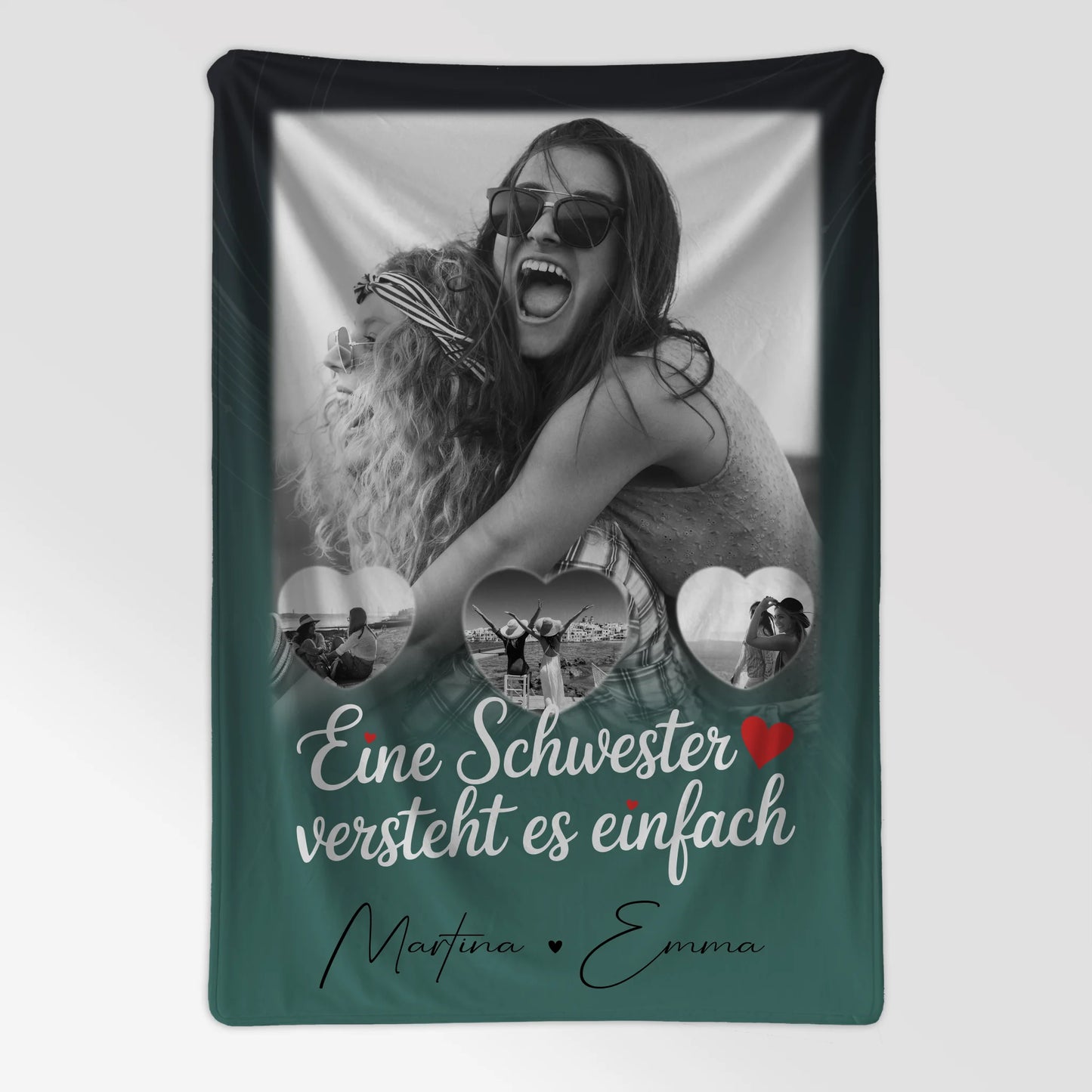 Decke Mit Namen 1 Foto und 3 Kleine Herz Fotos personalisiertes Geschenk 7
