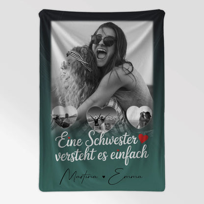 Decke Mit Namen 1 Foto und 3 Kleine Herz Fotos personalisiertes Geschenk 7