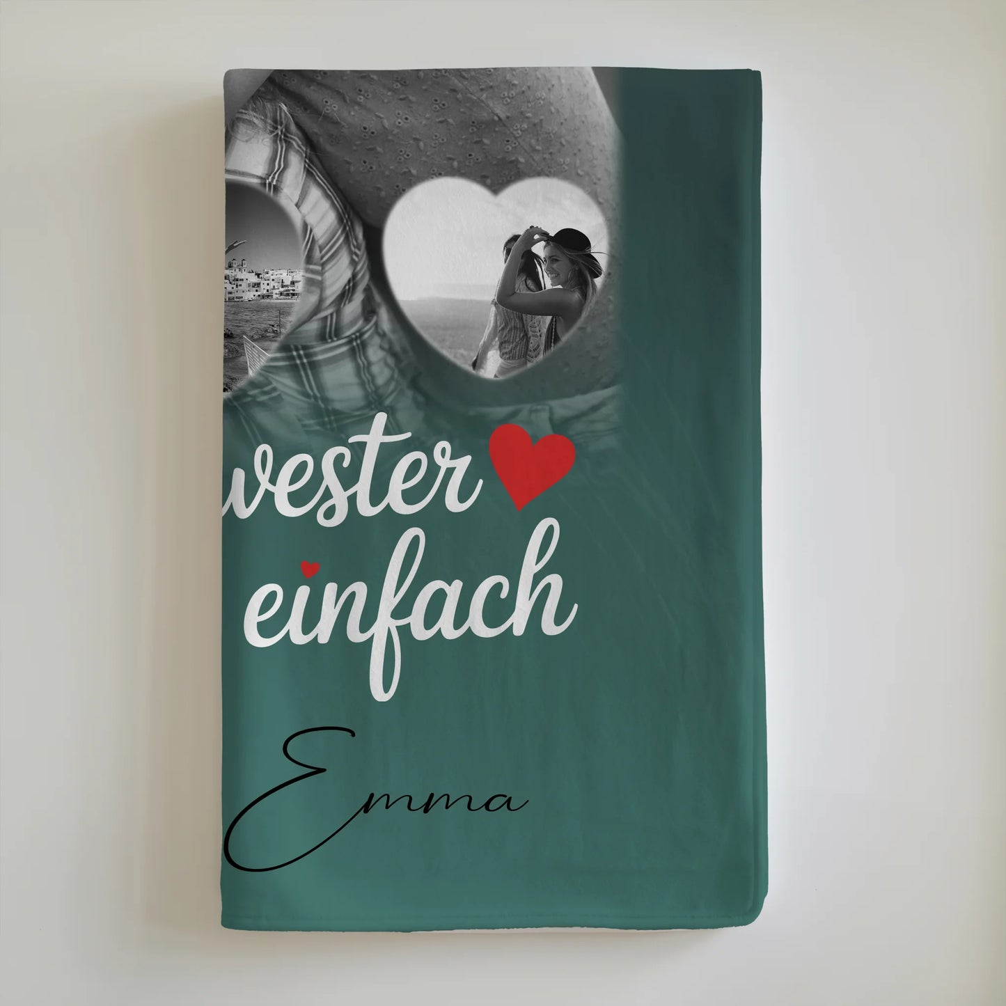 Decke Mit Namen 1 Foto und 3 Kleine Herz Fotos personalisiertes Geschenk 6