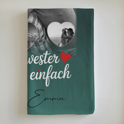 Decke Mit Namen 1 Foto und 3 Kleine Herz Fotos personalisiertes Geschenk 6