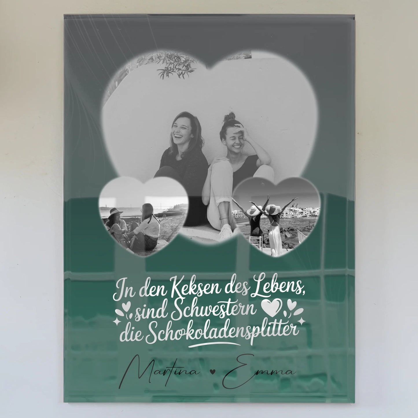 Personalisierte Foto Mit Acrylglas mit 3 Herz Fotos für besondere Geschenke